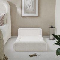 Large Dog Bed in Cream Textured Fabric with Washable Cover - Naomi