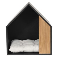 Half Open Wooden Pet House with Quilted Cushion Half Open Wooden Pet House with Quilted Cushion