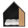 Half Open Wooden Pet House with Quilted Cushion