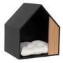 Half Open Wooden Pet House with Quilted Cushion