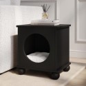 PFR024 Black Indoor Cat House Side Table with Washable Cushion 