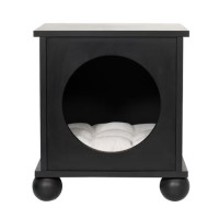 Indoor Cat House Side Table with Washable Cushion in Black Indoor Cat House Side Table with Washable Cushion in Black