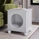 PFR025 White Indoor Cat House Side Table with Washable Cushion