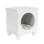 Indoor Cat House Side Table with Washable Cushion in White