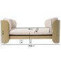 Beige Fabric Pet Bed with Oak Ribbed Sides - Washable Cover