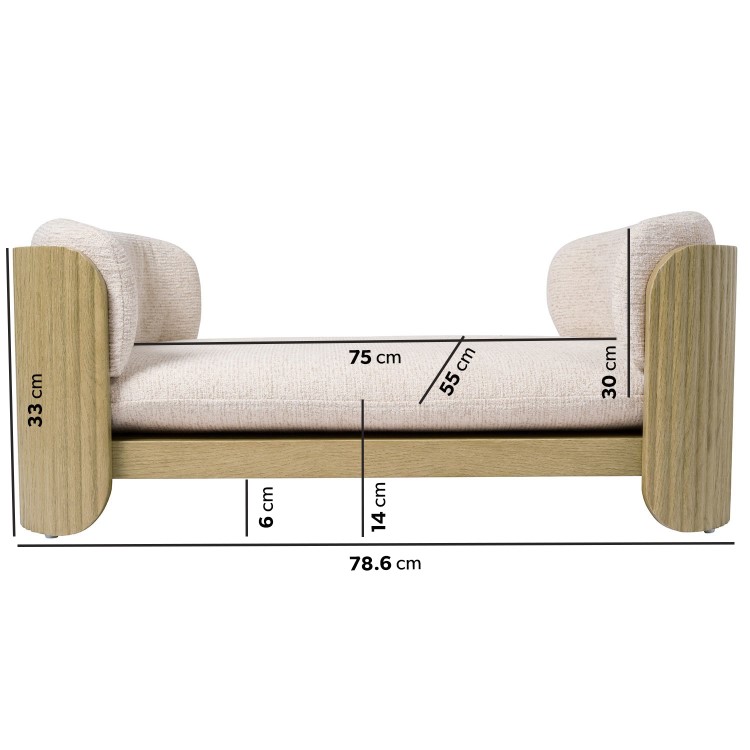 Beige Fabric Pet Bed with Oak Ribbed Sides - Washable Cover
