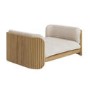 Beige Fabric Pet Bed with Oak Ribbed Sides - Washable Cover