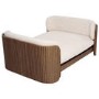 Large Beige Fabric Pet Bed with Walnut Ribbed Sides - Washable Cover