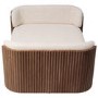 Large Beige Fabric Pet Bed with Walnut Ribbed Sides - Washable Cover