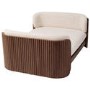 Large Beige Fabric Pet Bed with Walnut Ribbed Sides - Washable Cover