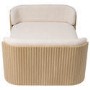 Beige Fabric Pet Bed with Oak Ribbed Sides - Washable Cover