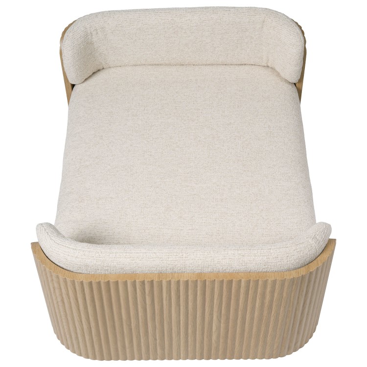Beige Fabric Pet Bed with Oak Ribbed Sides - Washable Cover