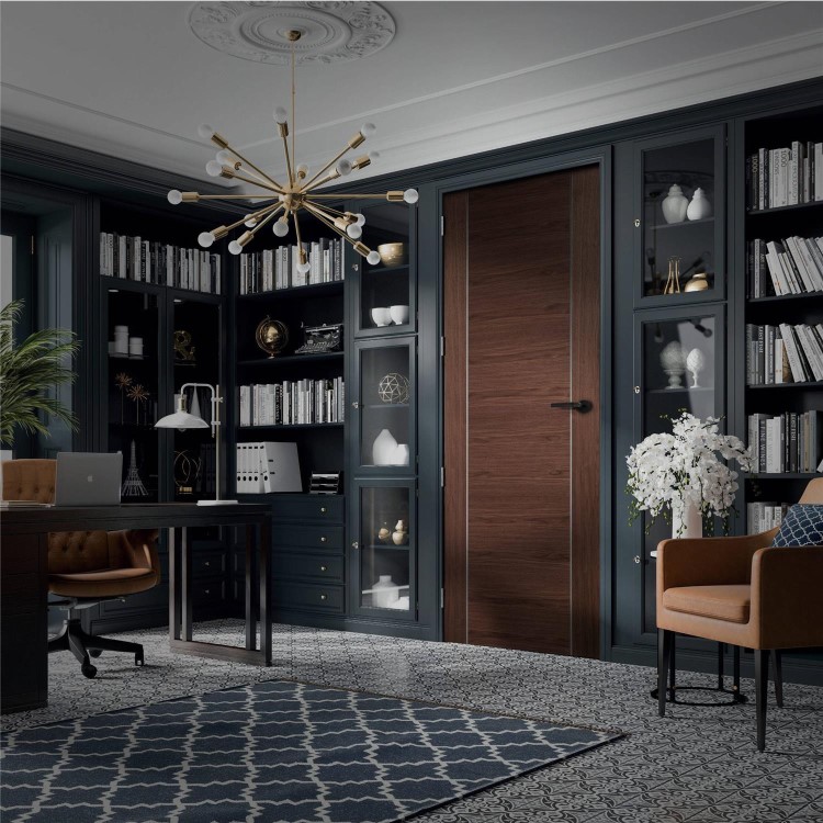 Internal Walnut Door with Aluminium Detail - Pre-Finished - 1981 x 686 x 35mm - Forli - XL Joinery