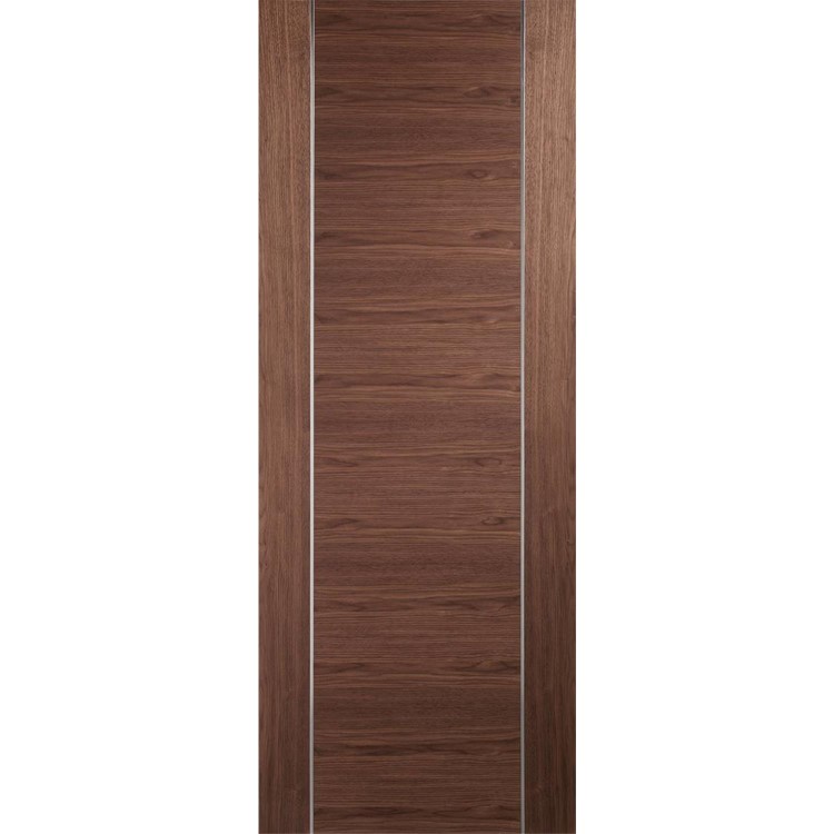 Internal Walnut Door with Aluminium Detail - Pre-Finished - 1981 x 686 x 35mm - Forli - XL Joinery