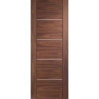 Internal Walnut FD30 Fire Door with Aluminium Detail - Pre-Finished - 1981 x 838 x 44mm - Portici - XL Joinery