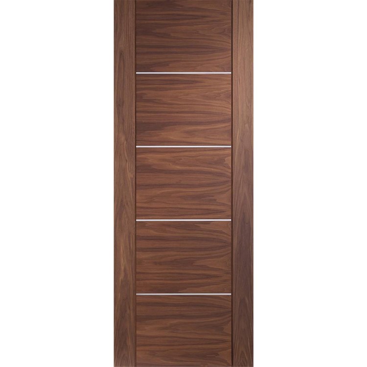 Internal Walnut FD30 Fire Door with Aluminium Detail - Pre-Finished - 1981 x 838 x 44mm - Portici - XL Joinery
