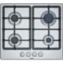 Refurbished Bosch PGP6B5B90 58cm 4 Burner Gas Hob With Cast Iron Pan Stands Stainless Steel