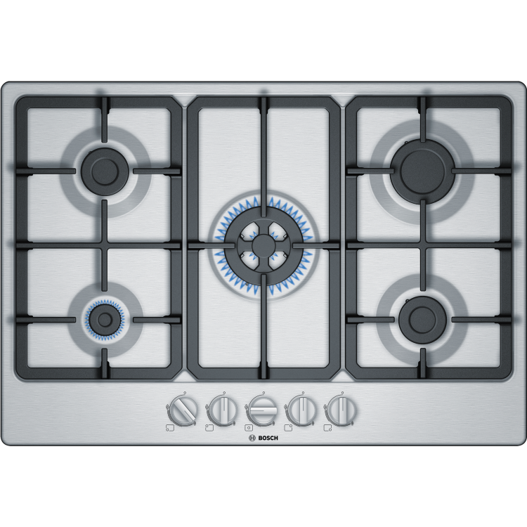 Bosch Series 4 75cm 5 Burner Gas Hob - Stainless Steel