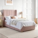 PHB001A Pink Velvet Single Bed Frame with Storage Drawer - Phoebe