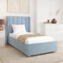 Blue Velvet Single Bed Frame with Storage Drawer - Phoebe