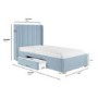 Blue Velvet Single Bed Frame with Storage Drawer - Phoebe