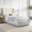 PHB003A Cream Fabric Single Bed Frame with Storage Drawer - Phoebe