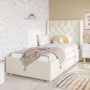 Cream Fabric Single Bed Frame with Storage Drawer - Phoebe