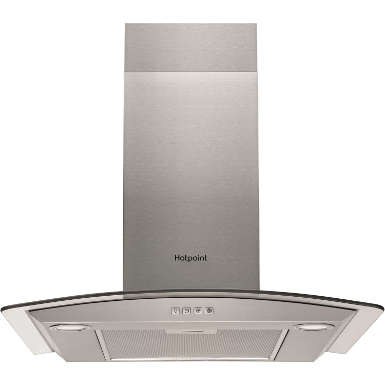 Hotpoint 60cm Curved Glass Cooker Hood - Stainless Steel