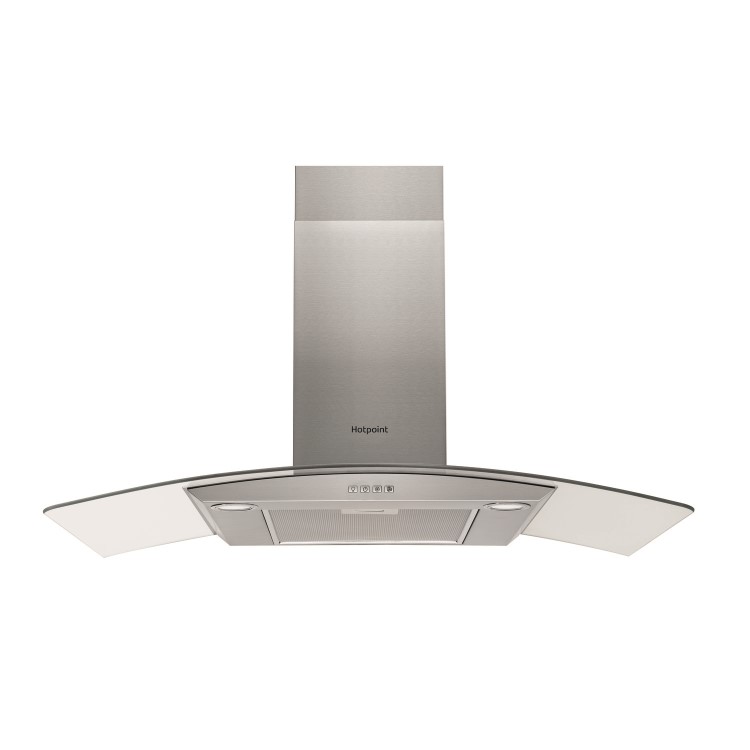 Hotpoint 90cm Curved Glass Cooker Hood - Stainless Steel