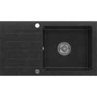 1 Bowl Black Granite Composite Sink & Waste Kit with Reversible Drainer - 780 x 440mm  - Phoebe