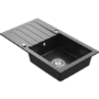 1 Bowl Black Granite Composite Sink & Waste Kit with Reversible Drainer - 780 x 440mm  - Phoebe
