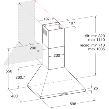Hotpoint 60cm Traditional Chimney Cooker Hood - White