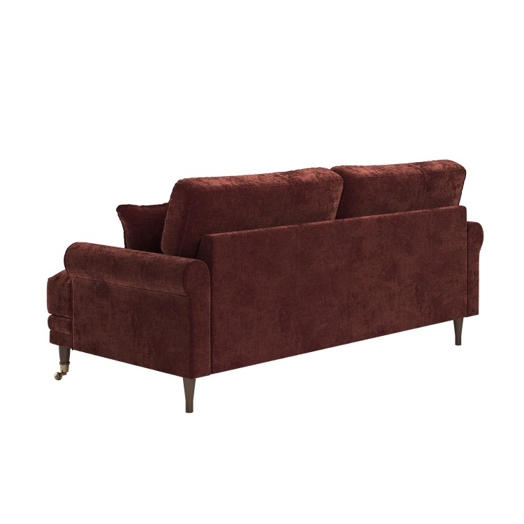 Berry Brown Chenille Feather-Filled 3-Seater Sofa - Payton Heritage