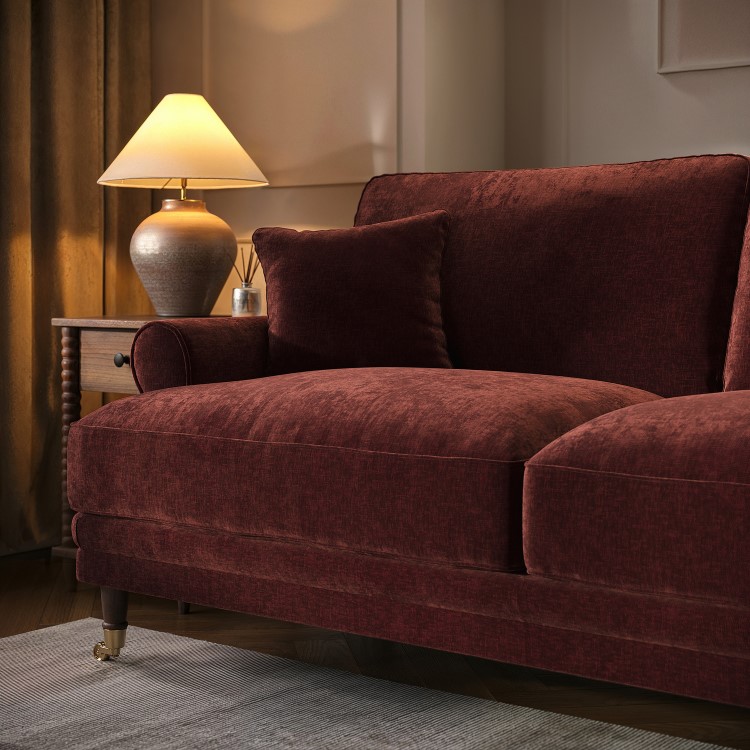 Berry Brown Chenille Feather-Filled 3-Seater Sofa - Payton Heritage