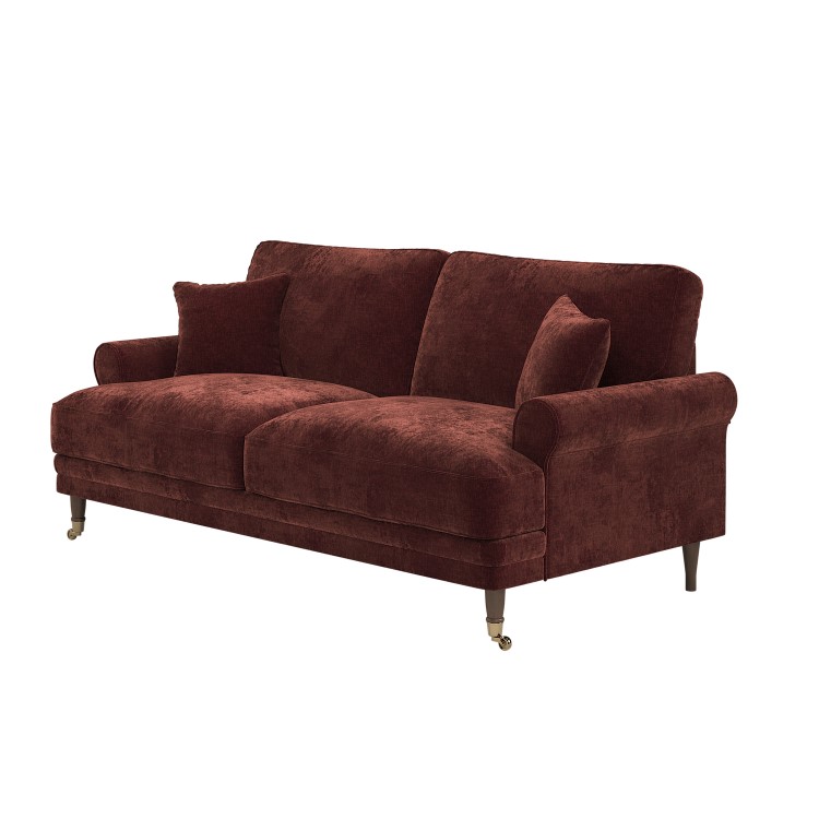 Berry Brown Chenille Feather-Filled 3-Seater Sofa - Payton Heritage