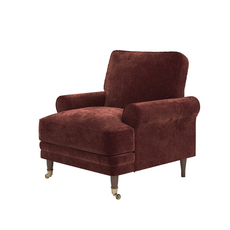 Berry Brown Chenille Feather-Filled Armchair – Payton Heritage 