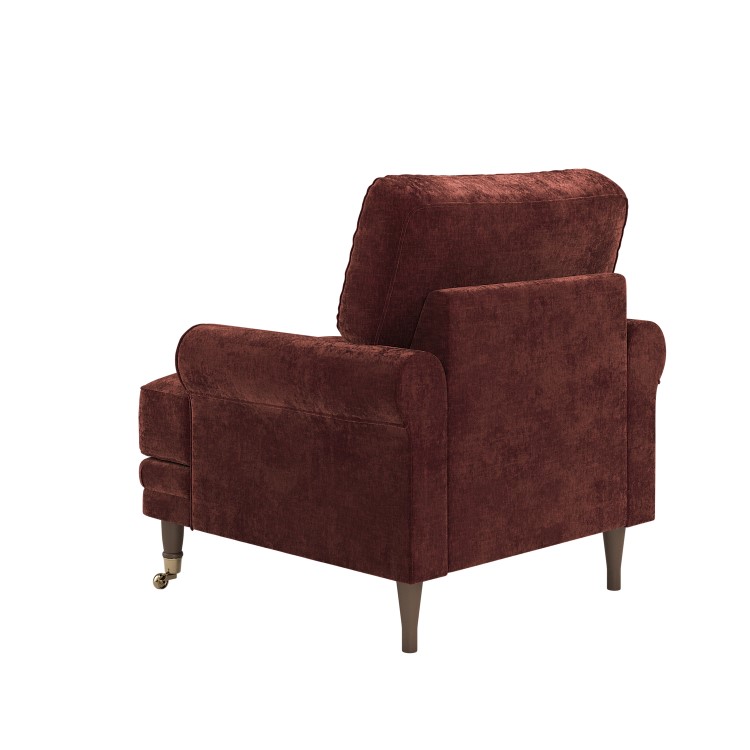 Berry Brown Chenille Feather-Filled Armchair – Payton Heritage 