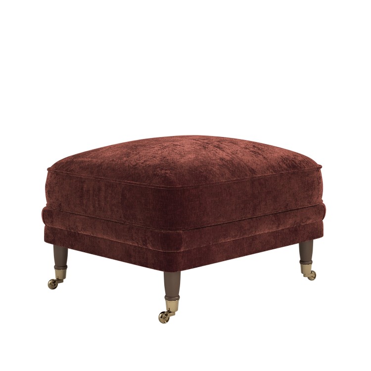 Berry Brown Chenille Feather-Filled Footstool – Payton Heritage 