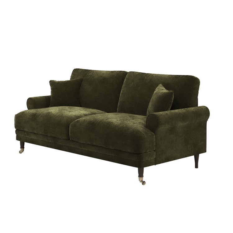 Moss Green Chenille Feather-Filled 3-Seater Sofa - Payton Heritage
