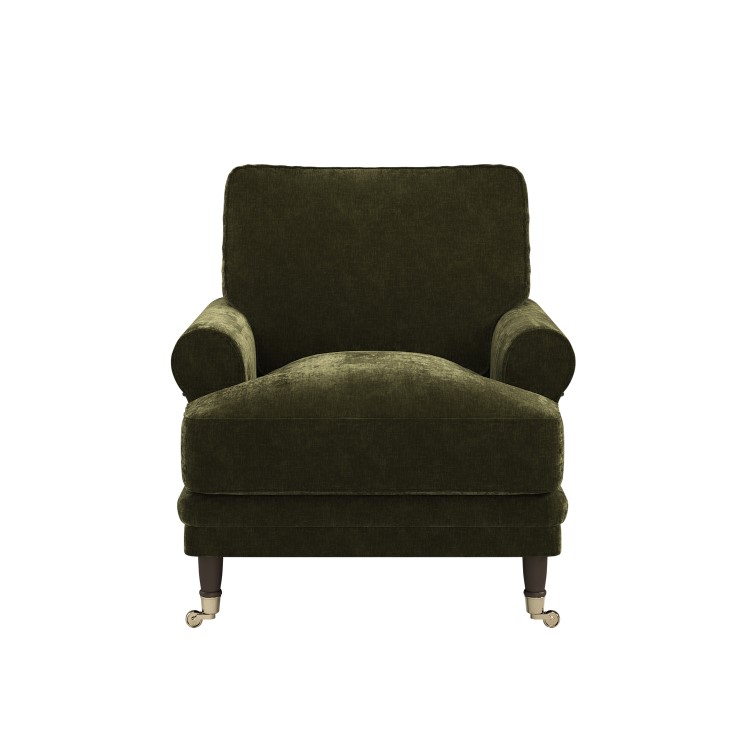 Forest Green Chenille Feather-Filled Armchair – Payton Heritage 
