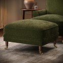 PHR006 Moss Green Chenille Feather-Filled Footstool - Payton Heritage
