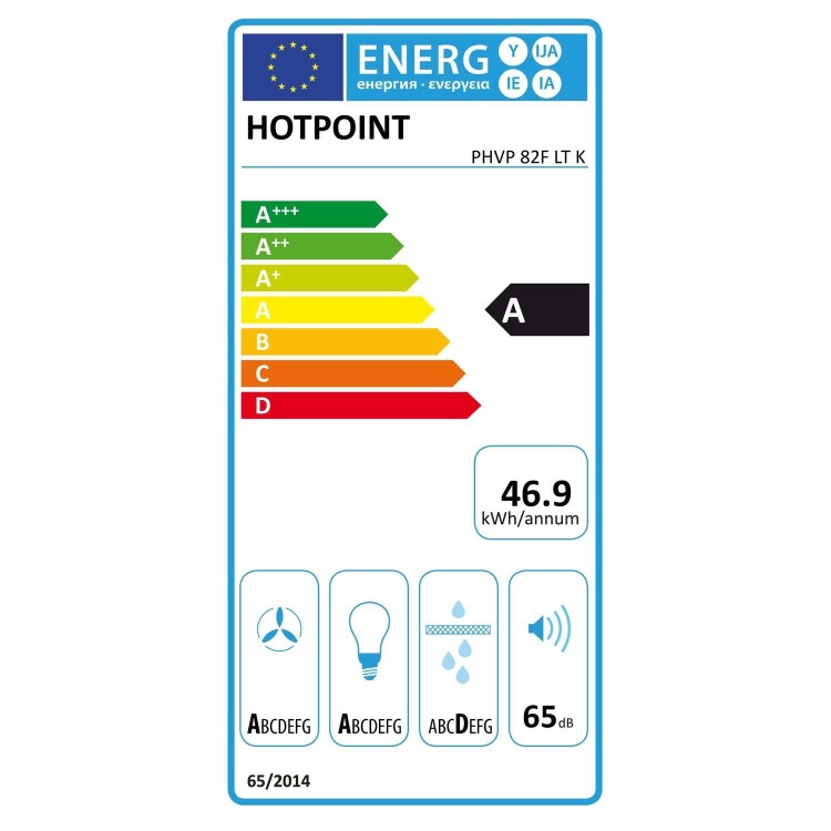 Refurbished Hotpoint PHVP82FLTK 80cm Angled Chimney Cooker Hood Black