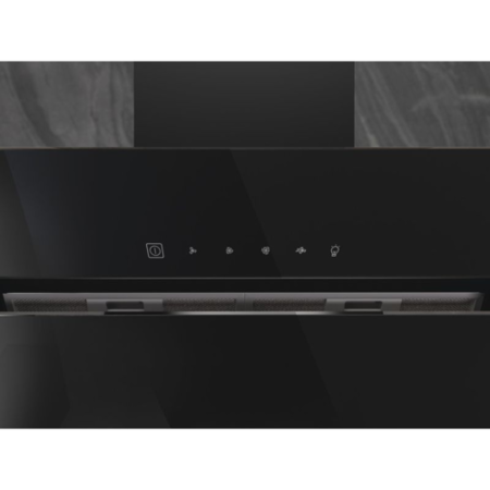 Hotpoint 90cm Angled Chimney Cooker Hood - Black