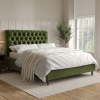 Green Velvet Chesterfield King Size Ottoman Bed with Legs - Pippa Green Velvet Chesterfield King Size Ottoman Bed with Legs - Pippa