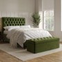 Green Velvet Chesterfield King Size Ottoman Bed with Legs - Pippa