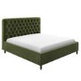 Olive Green Velvet Super King Ottoman Bed with Legs - Pippa