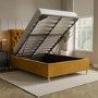 Yellow Velvet Double Ottoman Bed with Legs - Pippa