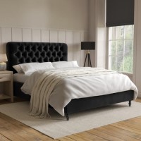 Black Velvet King Size Ottoman Bed with Legs - Pippa Black Velvet King Size Ottoman Bed with Legs - Pippa