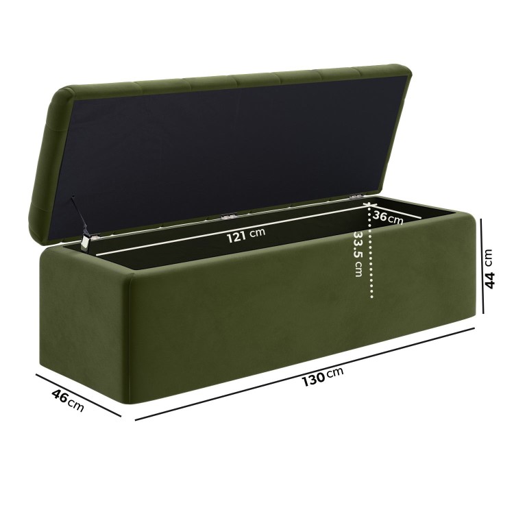 Olive Green Chesterfield Velvet Ottoman Storage Blanket Box - Pippa