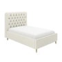 Cream Upholstered Small Double Ottoman Bed with Turned Legs - Pippa
